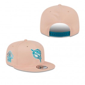 Men's Florida Marlins Pink Cooperstown Collection Sky Aqua Undervisor 9FIFTY Snapback Hat