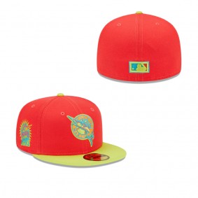 Men's Florida Marlins Red Neon Green 1993 Inaugural Season Lava Highlighter Combo 59FIFTY Fitted Hat