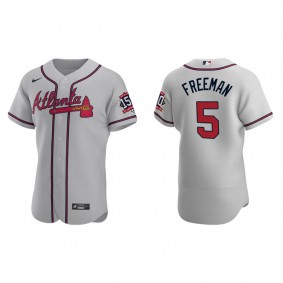Freddie Freeman Men's Atlanta Braves Gray Road 2021 World Series 150th Anniversary Jersey
