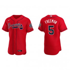 Freddie Freeman Men's Atlanta Braves Red Alternate 2021 World Series 150th Anniversary Jersey