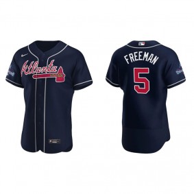 Freddie Freeman Atlanta Braves Navy 2021 World Series Champions Authentic Jersey