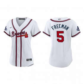Freddie Freeman Women Atlanta Braves White 2021 World Series Champions Replica Jersey