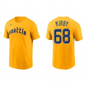 George Kirby Seattle Mariners Gold 2023 City Connect Wordmark T-Shirt