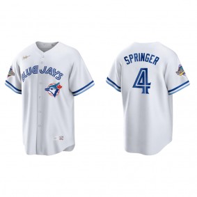 George Springer Toronto Blue Jays White 1992 World Series Patch 30th Anniversary Cooperstown Collection Jersey