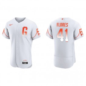 Men's San Francisco Giants Wilmer Flores White 2021 City Connect Authentic Jersey