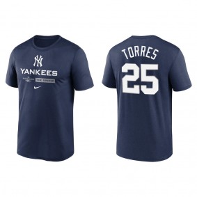 Gleyber Torres New York Yankees Navy 2022 Postseason Authentic Collection Dugout T-Shirt