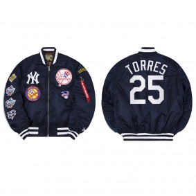 Men's New York Yankees Gleyber Torres Navy Alpha Industries Jacket