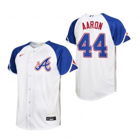 Hank Aaron Youth Atlanta Braves White 2023 City Connect Replica Jersey