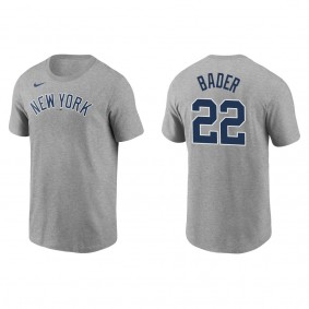 Yankees Harrison Bader Gray Name & Number T-Shirt