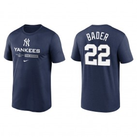 Harrison Bader New York Yankees Navy 2022 Postseason Authentic Collection Dugout T-Shirt