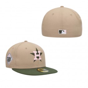 Men's Houston Astros Camel Olive Pink Undervisor 59FIFTY Snapback Hat