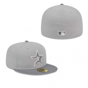 Men's Houston Astros Gray Throwback Logo Green Undervisor 59FIFTY Fitted Hat
