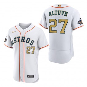 Men's Houston Astros Jose Altuve White 2023 Gold Collection Authentic Player Jersey