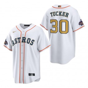 Men's Houston Astros Kyle Tucker White Gold 2023 Gold Collection Replica Player Jersey