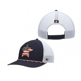 Men's Houston Astros Navy White Flag Fill Trucker Snapback Hat