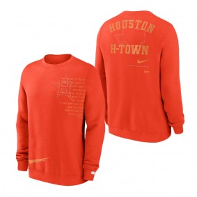 Men's Houston Astros Nike Orange Statement Ball Game Fleece Pullover Sweatshirt