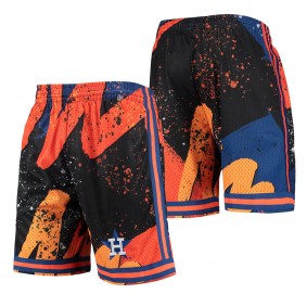 Men's Houston Astros Mitchell & Ness Orange Hyper Hoops Shorts