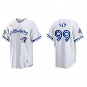 Hyun-Jin Ryu Toronto Blue Jays White 1992 World Series Patch 30th Anniversary Cooperstown Collection Jersey