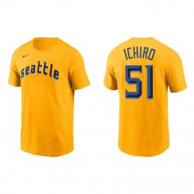 Ichiro Suzuki Seattle Mariners Gold 2023 City Connect Wordmark T-Shirt