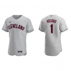 Men's Cleveland Indians Amed Rosario Gray Authentic Road Jersey