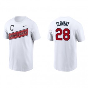 Men's Cleveland Indians Ernie Clement White 2021 Little League Classic Wordmark T-Shirt
