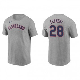 Men's Cleveland Indians Ernie Clement Gray Name & Number Nike T-Shirt