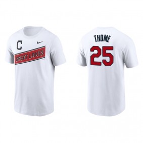 Men's Cleveland Indians Jim Thome White 2021 Little League Classic Wordmark T-Shirt
