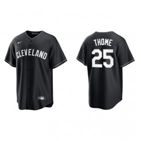 Men's Cleveland Indians Jim Thome Black White Replica Official Jersey