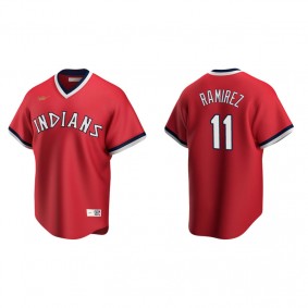 Men's Cleveland Indians Jose Ramirez Red Cooperstown Collection Road Jersey