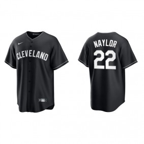 Men's Cleveland Indians Josh Naylor Black White Replica Official Jersey