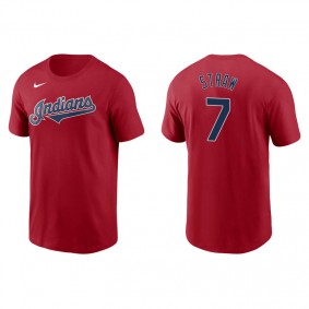 Men's Cleveland Indians Myles Straw Red Name & Number Nike T-Shirt