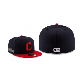 Men's Cleveland Indians 2020 Postseason Navy Red Side Patch Home 59FIFTY Fitted Hat