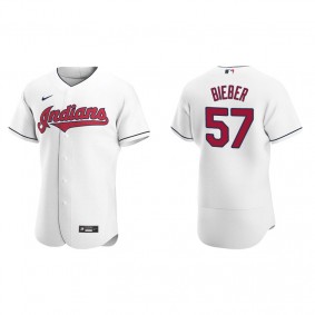 Men's Cleveland Indians Shane Bieber White Authentic Home Jersey