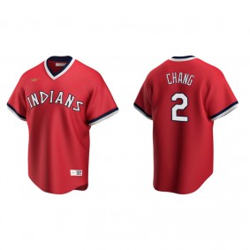 Men's Cleveland Indians Yu Chang Red Cooperstown Collection Road Jersey