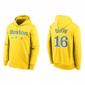 Jarren Duran Men's Boston Red Sox Nike Gold City Connect Baseball Therma Pullover Hoodie