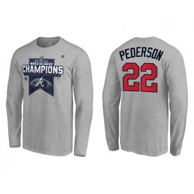 Joc Pederson Atlanta Braves Gray 2021 World Series Champions Locker Room Long Sleeve T-Shirt