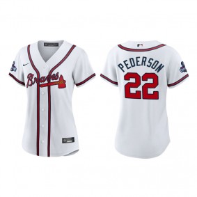 Joc Pederson Women Atlanta Braves White 2021 World Series Champions Replica Jersey