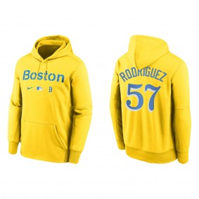 Joely Rodriguez Men's Boston Red Sox Nike Gold City Connect Baseball Therma Pullover Hoodie