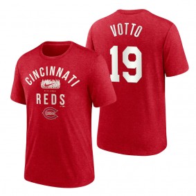 Reds Joey Votto Red 2022 Field of Dreams Lockup Tri-Blend T-Shirt
