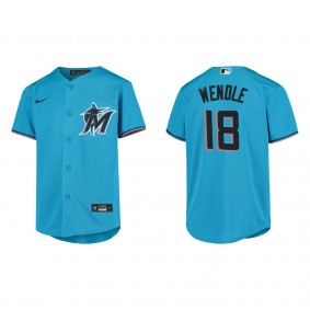 Joey Wendle Youth Miami Marlins Blue Replica Jersey