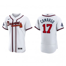 Johan Camargo Atlanta Braves White 2021 World Series Champions Authentic Jersey