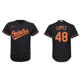 Jorge Lopez Youth Baltimore Orioles Black Alternate Replica Jersey
