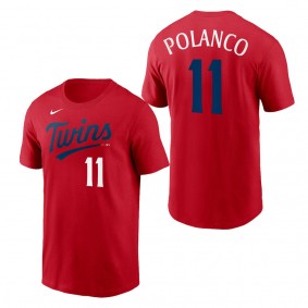 Jorge Polanco Minnesota Twins Red 2023 Wordmark T-Shirt
