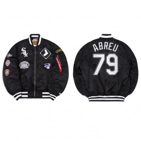 Men's Chicago White Sox Jose Abreu Black Alpha Industries Jacket