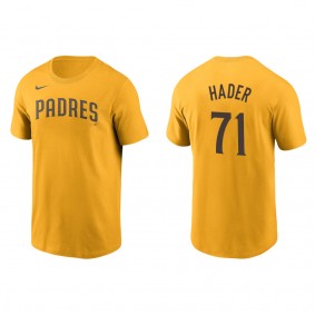 Men's San Diego Padres Josh Hader Gold Name & Number Nike T-Shirt