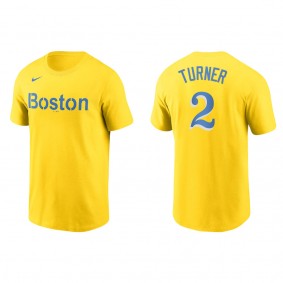 Justin Turner Men's Boston Red Sox Nike Gold City Connect Wordmark T-Shirt