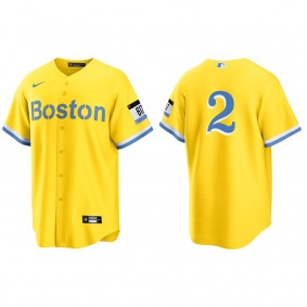 Justin Turner Boston Red Sox Nike Gold Light Blue City Connect Replica Jersey