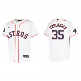 Justin Verlander Youth Houston Astros White 2022 World Series Champions Home Replica Jersey