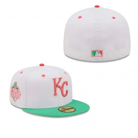 Men's Kansas City Royals White Green 2015 World Series Watermelon Lolli 59FIFTY Fitted Hat