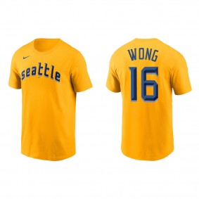 Kolten Wong Seattle Mariners Gold 2023 City Connect Wordmark T-Shirt